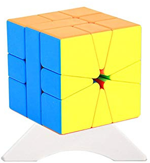 Oostifun MoYu MoFang JiaoShi MFJS Meilong Square-1 Spezialwürfel Würfel Klassenzimmer SQ-1 Reibungslos schnell Twsit Puzzle Brain Teaser Würfelpuzzle mit einem Würfelstativ (Stickerless)