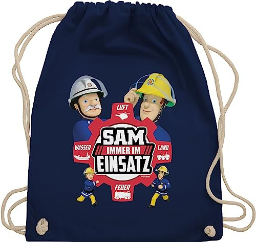 Turnbeutel Rucksack - Feuerwehrmann Tasche - Sam - Immer im Einsatz - Unisize - Navy Blau - sport beuteltasche kinderturnbeutel rucksäcke bags sporttasche turntasche backpack turnsack