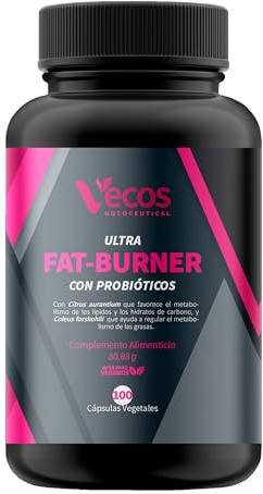 Garcinia Cambogia con L-Carnitina y Té Verde | Ultra Fat Burner | Con Probióticos Intestinales para Favorecer la Digestión | Efecto Termogénico (100 Cápsulas (1 Bote))