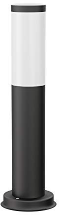 ledscom.de Pollerleuchte PORU schwarz für außen, Edelstahl, rund, 38,5cm, inkl. E27 Lampe 3,99W extra-warm-weiß 471lm