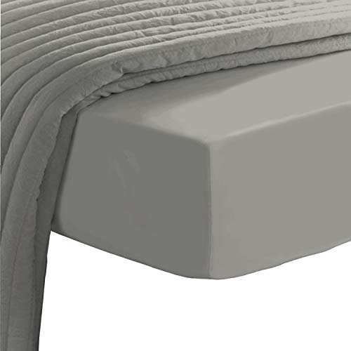Pizuna 400 Fadenzahl spannbettlaken 150x200-160x200cm Silber, 100% Langstapelige Baumwolle Spannbetttuch, Weiche Mako Satin-Webart passt bis zu 40 cm Matratzenhöhe (100% Baumwolle bettlaken)