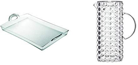 Guzzini Vassoio Happy Hour, Trasparente, 54 x 33.5 x h8.7 cm & Caraffa Tiffany, Trasparente, 11.5 x 18.5 x h25.5 cm