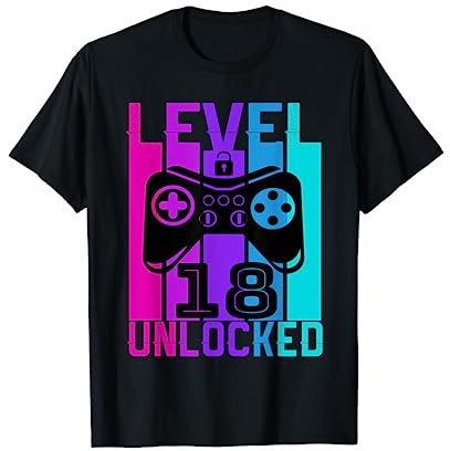 Level 18 Unlocked t-shirt Video Gamer 18 years old Birthday T-Shirt
