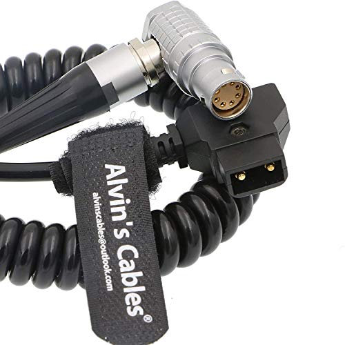 Alvin's Cables Arri Alexa Mini Camera Coiled Power Cable Right Angle 8 Pin Female to D-Tap