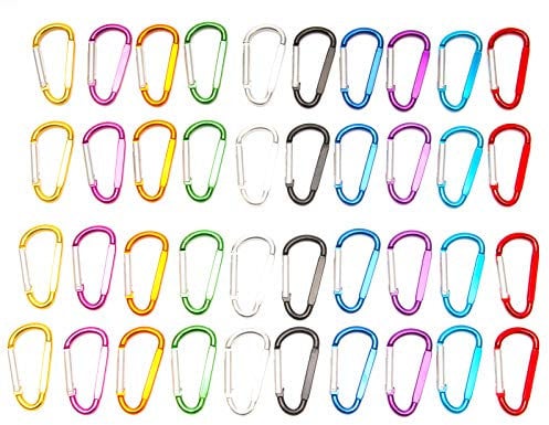Karabiner Klein,Aluminiumlegierung mini karabiner Schlüsselanhänger für Camping, Angeln, Wohnmobil, Reisen, Rucksack (40 Stück, 47 mm)