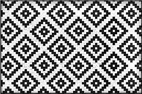 LICHENGTAI Outdoor Recyceltem Kunststoff Bodenmatte, Outdoor Teppich Flachgewebe Wendeteppich, Modern Designer Muster Teppich für Wohnzimmer Schlafzimmer Esszimme, Reversible Mats 50 x 80 cm