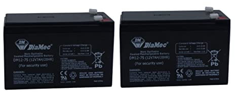 Diamec Lot de 2 Batteries au Plomb AGM 12 V 7 Ah F1 pour sécurité