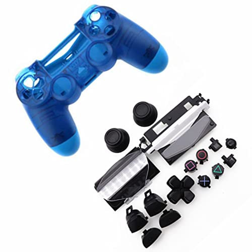 HUAYUWA Boîtier de manette de jeu en plastique avec boutons pour PlayStation 4 Slim 4.0 JDS-040 JDM-040 (version V1) Bleu transparent