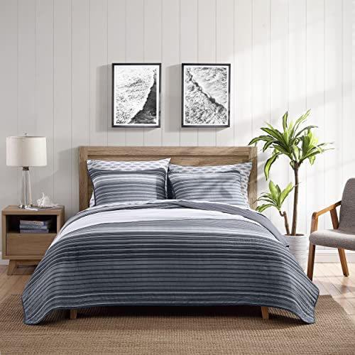 Nautica - Bettwäsche-Set für King-Size-Betten, Baumwolle, wendbar, für alle Jahreszeiten, Designer-Heimdekoration (Coveside Grey, Kingsize)