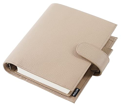 Moterm Personal-Wide Luxe Ringe Planer - Echtes Leder Binder Organizer (30mm Ring, Kiesel-Taupe)