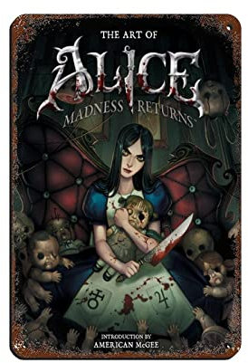 RIELLI American McGee's Alice-Spiel 8 Retro-Poster Metall Blechschild Chic Art Retro Eisen Malerei Bar Menschen Höhle Cafe Familie Garage Poster Wanddekoration 20 x 30 cm