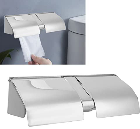 Double Toilet Paper Holder, Stainless Steel Commercial Tissue Roll Dispenser with Lock and Keys Toilet Paper Roll Holder for Bathroom
