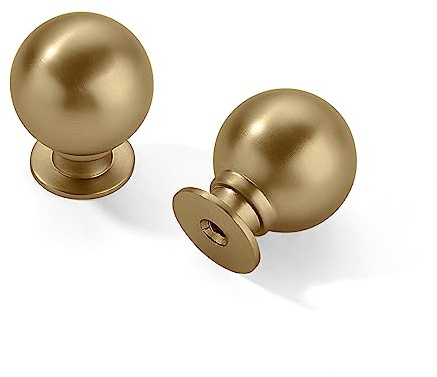 CABDM 6 Stück 2,5 cm Vintage Kugel gebürstetes Messing Schrankknäufe Küchenschrank Hardware gebürstet Gold Schubladenknöpfe Züge für Schubladen, Schrankgriffe, Möbelgriffe