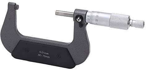 Bügelmessschraube 50-75 mm Bereich Messschraube 0.01mm Auflösung Mikrometer Mikrometerschraube Metrischer Außen Bremssattel, Außenmikrometer Mikrometer Stabile Legierungsoberfläche