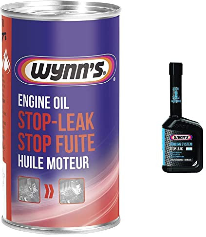 Wynn's Stop Fuite Huile Moteur, Traitement Huile Moteur 325 ML & Anti Fuite Liquide Refroidissement et Stop Fuite Joint de Culasse Professionnel, Anti Fuite Radiateur Voiture 45641-325ml