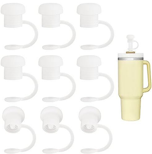 Nearockle Silikon Strohhalm Abdeckung für Wiederverwendbare Strohhalme 6-10mm/0.23-0.4inch, Trinkbecher Mit Deckel und Strohhalm, Glas Mit Strohhalm, Becher MitStrohhalm (9 Stück, Transparente)
