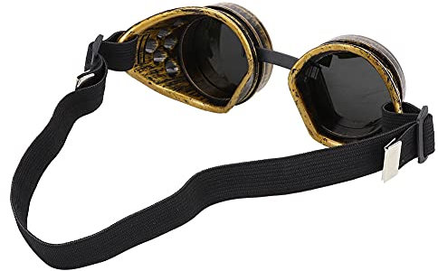 SPYMINNPOO Steampunk Brille, ABS Retro Stil Steampunk Brille Doppellagige Sonnenbrille für Party Requisiten Dekor Fahrrad Motorradfahren (bronze)