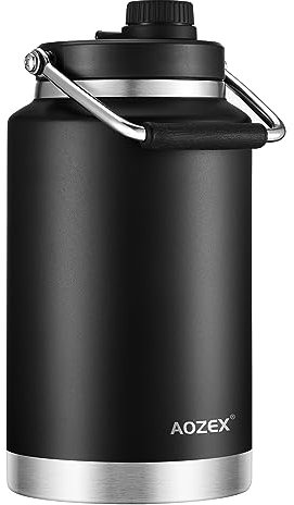 AOZEX 1 Gallon Insulated Sports Water Bottle - 128 oz Large Metal Jug for Drinking, Stainless Steel Flask Canteen