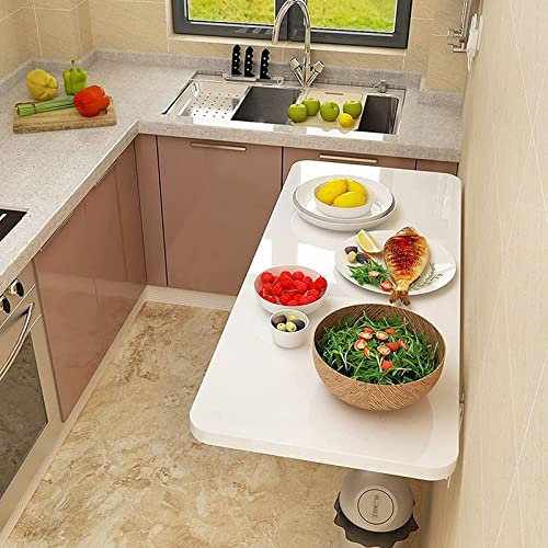 KANBUN Wandtisch, Klapptisch für die Küche, zusammenklappbare Werkbank, Faltbarer Wandtisch, Computertisch für das Heimbüro, klein, platzsparend, mit Halterungen. Klappbarer Schreibtisch, doppelter