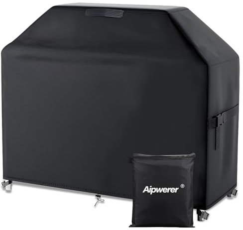 Aipwerer Funda para Barbacoa, Funda Barbacoa Exterior Impermeable, Funda BBQ de Parrilla 600D Oxford Protector para Weber, Brinkmann, Enders, Char Broil, Anti-Viento, Anti-Polvo (147x61x122cm)
