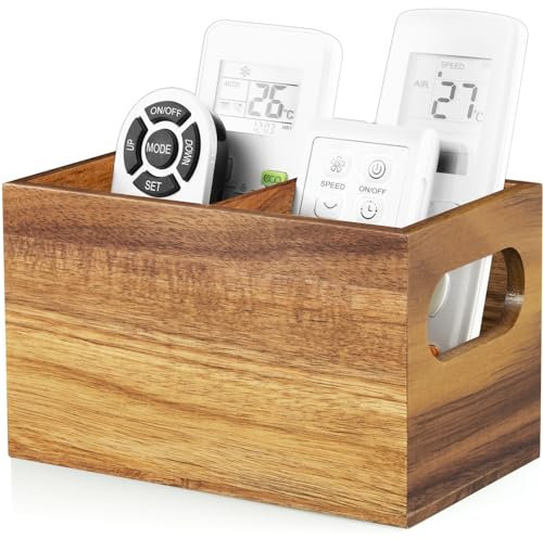 Remote Holder, Acacia Remote Organizer Caddy, TV Remote Caddy for Table, Remote Control Holder, Wooden Storage Organizer for Home decor