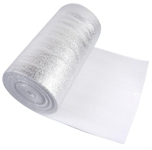 PETSTIBLE Rouleaux d'isolation en feuille d'aluminium, 10 m x 0,2 m x 3 mm, panneaux réfléchissants en mousse d'aluminium, adaptés pour toits, portes de garage et camping-cars