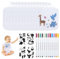 Luchild Lätzchen zum Bemalen, Weiß Lätzchen Bemalen Babyparty, Inklusive 12 Textilstiften und 4 Malen Schablonen für Kreative Gestaltung Ideal für Babyshower Party Geschenke