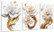CCWACPP 3 Piece Floral Canvas Wall Art Gold And White Rose Pictures Abstract Flowers Painting Prints Modern Bedroom Living Room Home Decor Framed (B, (30x40cmx3))