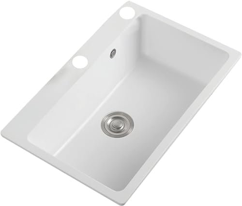 Fregadero de Cocina Fregadero de mármol Adecuado como Fregadero de Cocina de Montaje Superior e Inferior de un Solo tazón para Cocina, Patio, Barra de Oficina, Fregadero Grueso (Co