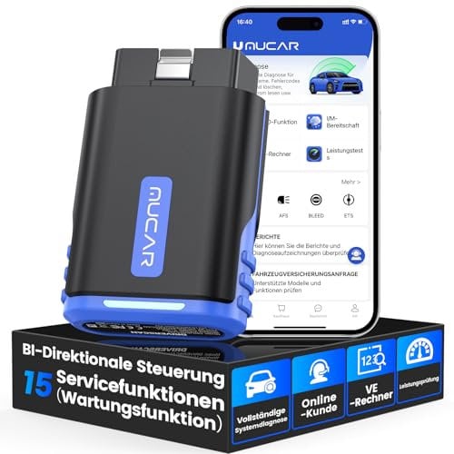 OBD2 Bluetooth Adapter, MUCAR DriverScan OBD2 Diagnosegerät Bluetooth Mit Vollsysteme+15 Reset-Funktion, Diagnosegerät Auto Für Exklusive APP/Batterietest/iOS/Android