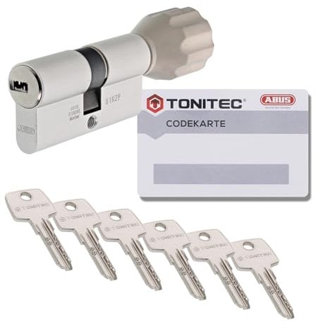 ToniTec Zylinderschloss TEC440 by ABUS Schließzylinder verschiedenschließend Türschloss 30/35Kmm mit 6 Schlüssel und Codecard