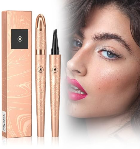 Wasserdichter 3D Augenbrauenstift Mit 4 Gabelspitze Applikator,Neu Upgrade 2024 Wasserfester Augenbrauenstift,Magischer Augenbrauenstift für natürliches Make-up (#B-black)