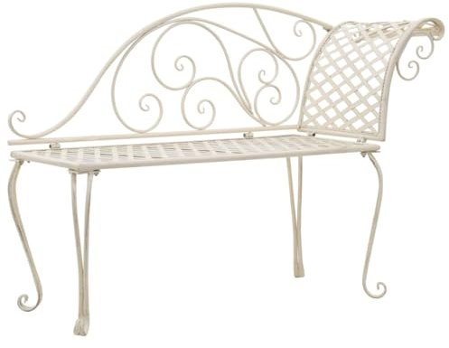 KLYEON Garten-Chaiselongue 128 cm Metall Antik Weiß, Terrassen Sitzmöbel