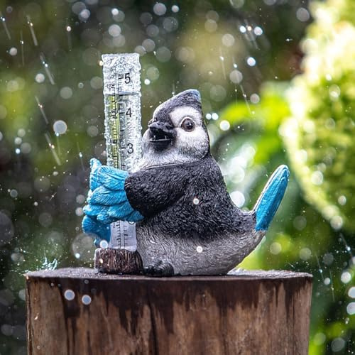 KADAX Regenmesser für Garten 12 cm/5 Zoll, Dekorativer Niederschlagsmesser mit Übersichtlichen Doppelten Skalen, Frostsicherer Regenanzeiger (12 cm/5 Zoll, Vogel)