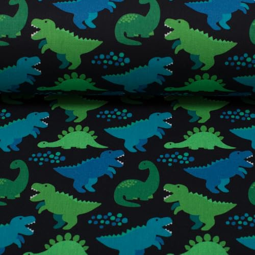 Stoff Dinosaurier schwarz - 12,00 EUR/m - 100% Baumwolle - Dino Schultüte für die Einschulung nähen