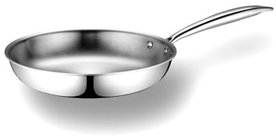 Cflagrant® Très Grande Poêle en Acier Inoxydable Premium Triply Inox 18/10 sans PFAS/PFOA/PTFE/Cadmium et Sans Revêtement Antiadhésif (30cm)