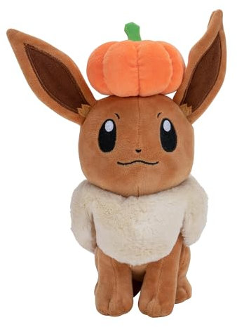 Pokémon Eevee Plüsch mit Kürbis - 20,3 cm Eevee Plüsch mit einzigartigem Zubehör