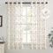 Woaboy Kurz Gardinen Taupe Blätter Muster Voile Vorhänge mit Ösen Wohnzimmer Transparente Ösenschal Sheer Voile Curtains für Schlafzimmer2er Set 140x145cm(BxH)
