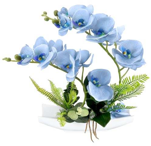 Orchidee Artificiali Fiori Artificiali Orchidea Phalaenopsis Fiori Artificiali Bonsai Artificiali con Imitazione Orchidee Finte per Decorazione Tavolo Bagno Soggiorno (blue)