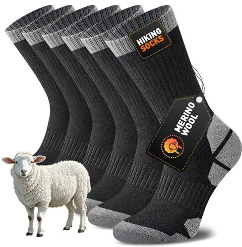 Niorasen Chaussettes en Laine Mérinos pour Homme et Femme - Chaussettes Chaudes et Confortables pour l'Hiver, Randonnée, Running, Cyclisme et Travail, Idéales pour un Cadeau de Noël, 3 Paires