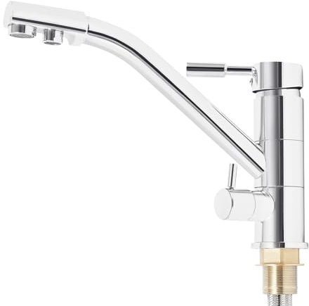 CCAUUB Kitchen Tap 3-Way Water Filter Tap, 3 in 1 Mixer Tap Filter System, Brass, Chrome, Silver