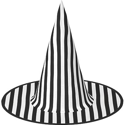 Schwarz-weißer gestreifter Partyhut, Halloween, Karneval, Hexenhüte für Mottopartys, Cosplay, Urlaubsdekoration