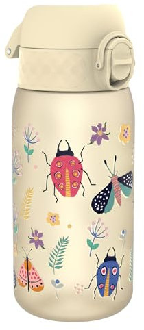 Ion8 Kids Water Bottles, 350ml/12oz, BPA Free, Leakproof, Dishwasher Safe, Easy Open, Secure Lock, Small Boys & Girls Water Bottle,Kids Drinks Bottle for Spill-free Drinking, Desert, Bugs Life