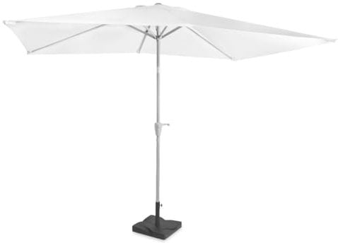 VONROC Sonnenschirm rechteckig 200x300 - Rechteckiger Sonnenschirm für Terasse, Garten, Balkon, Gastro - Knickbar, Kurbel, Wetterfest - Rapallo (Weiß_Set)