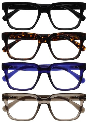 OPULIZE ERA Blue Light Glasses - Clear Lens - Anti-Reflective & Anti-Glare - 4 Pack - UV400 Protection - Oversized Frame - Computer & Screen Glasses - Men & Women