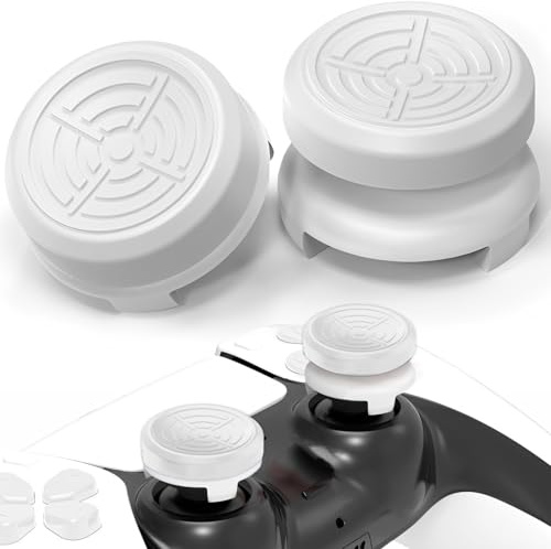 TEUVO Controller Kappen Controller Sticks für PS5 FPS Aim Assist, 2 Stück Silikon Joystick Kappen für PS4 Thumbsticks Grips, Thumb Grips für PS5 Zubehör zur Erhöhter Komfort Genauigkeit, Wolle Weiß