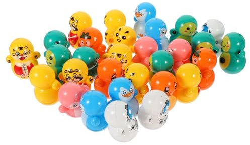Toddmomy 60Pcs Mini Tumbler Toys Assorted Animal Wobble Toys for Kids Birthday Party Favors - Cute Plastic Desk Decor and Stress Relief