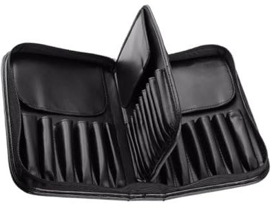 IWOWHERO Trousse à Pinceaux De Maquillage Cuir PU Sac De Rangement avec Fermeture Éclair Capacité pour Transporter Vos Cosmétiques