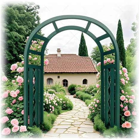 Decoración De Patio Pérgola,Exterior Arco Para Rosas,Metal Pesado Arco De Jardín Soporte Rosales Y Plantas Trepadoras, Césped Enrejado,Negro,Blanco,Verde(Green,240cm de alto x 500cm de ancho)