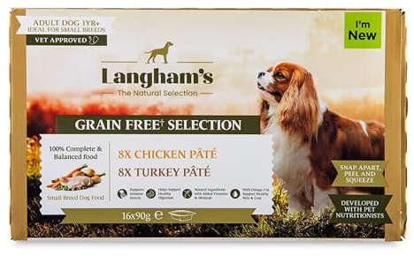 Ark Future Langham's Natural Grain Free Wet Dog Food for Small Breeds – 16x90g Trays (8x Chicken, 8x Turkey) | High Meat Content | Hypoallergenic | Easily Digestible | No Artificial Additives